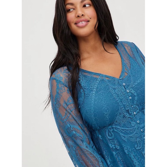🆕 Blue Lace Skater Dress 1 1X 14 16 NWT Torrid New! - Picture 2 of 7